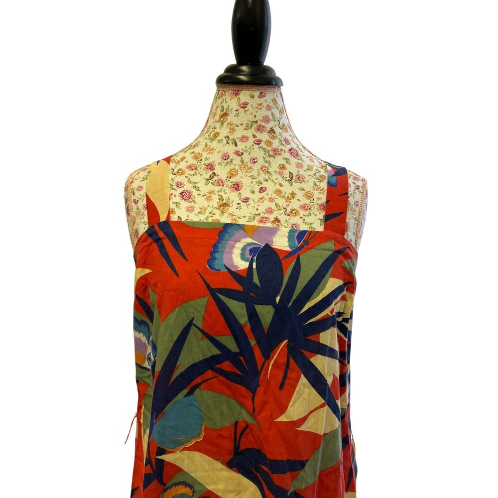 🌺 Toni Todd US M Vintage 70s Union Made Tropical Floral Belted Midi Dress Boho